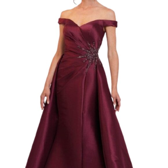 NWT Marsoni MV1310 Stretch Mikado Prom Dress Wine Size 12 - Picture 1 of 6
